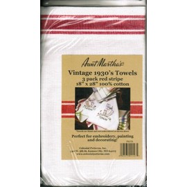 Stitch 'Em Up Retro Stripe Towels 18x28 3/Pkg-Red Stripe