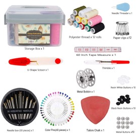 130pcs Portable Sewing Kit Set - Premium Sewing Supplies for Beginner Traveler and Emergency Clothing Fixes,DIY Crafts Accessories with Storeage Box