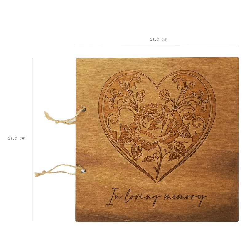 Memory Book for Funeral - Cover Made from Wood with