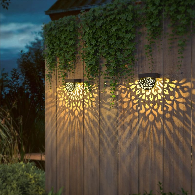 EKQ Solar Fence Lights Wall lihgts Outdoor Decorations 6 Pack
