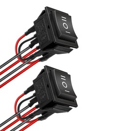 AWINLI DPDT Reverse Polarity Switch AC 16A 20A Control Motor 6Pin3 Position ON/Off/ON125V-250V Black Remote Control Lever Toggle Switch with Wire for Marine,Linear Actuator (2Pack)