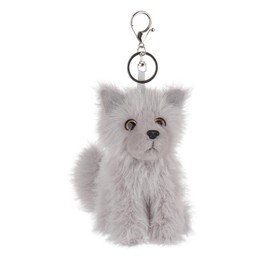 Apricot Lamb Cat Cute Keychain, Soft Stuffed Plush Keychain Toys for Kids' Backpack Purse, Grey 5.1 Inches