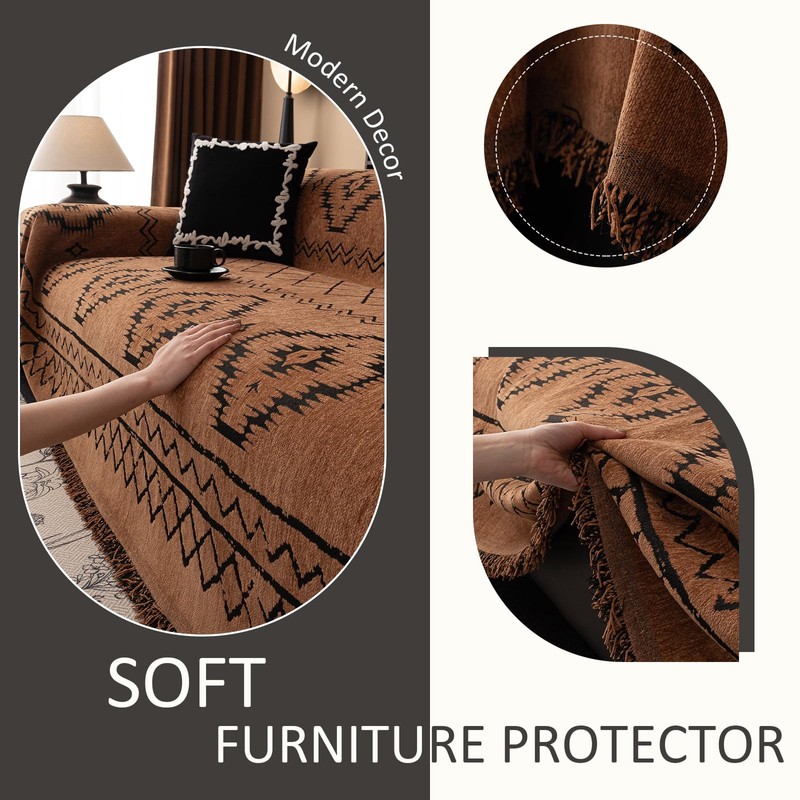VClife Bohemian Sofa Covers Chenille Couch Cover for Sectional Couch,