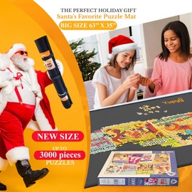 Puzzle Mat Portable Puzzle Mat Roll Up (Black, Extra Large)
