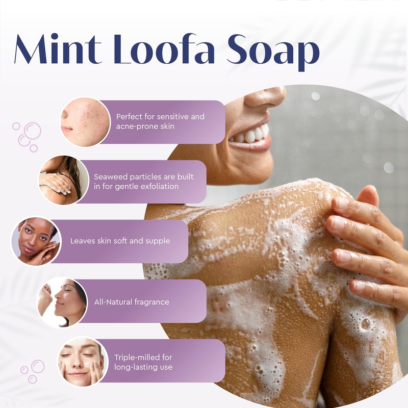 Baudelaire Exfoliating Mint Loofa Soap - Natural Fragrance - Hydrating