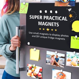 VNDUEEY Pack of 50 Magnets Strong, 10 x 2 mm, Neodymium Magnet Extra Strong, Magnets for Magnetic Board, Small Magnet, Ideal for Kitchen, Storage Shelf, Office, Crafts, Photos, Magnetic Board, DIY