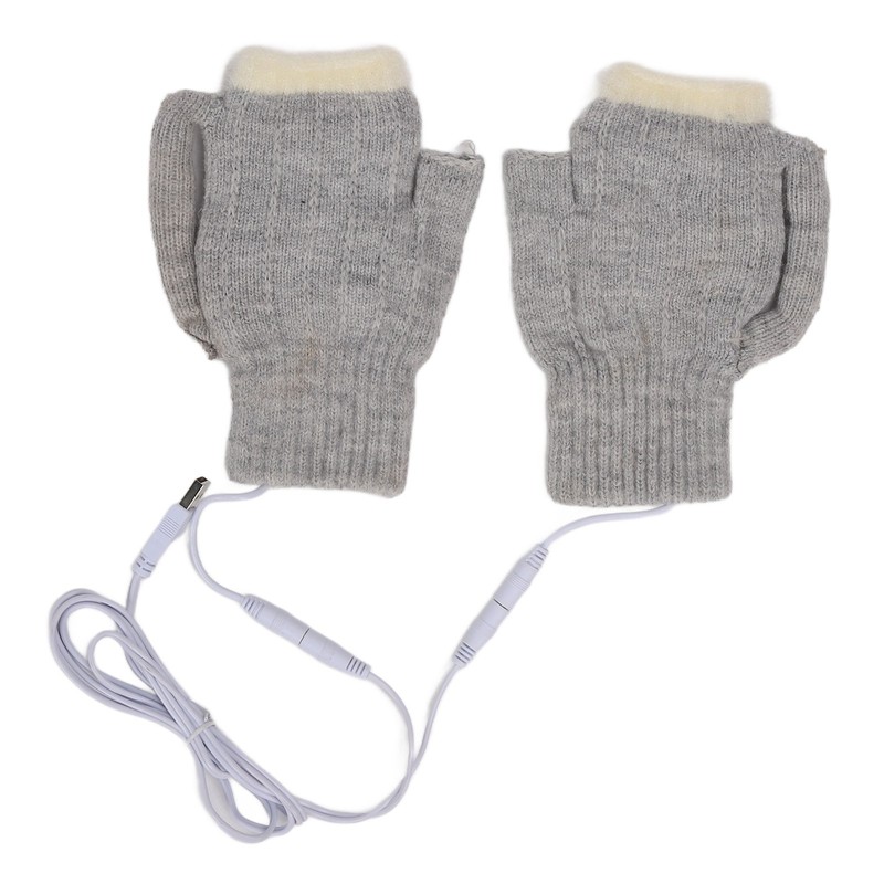 USB Heating Gloves Warm Cotton Full Finger and Half Fingerless