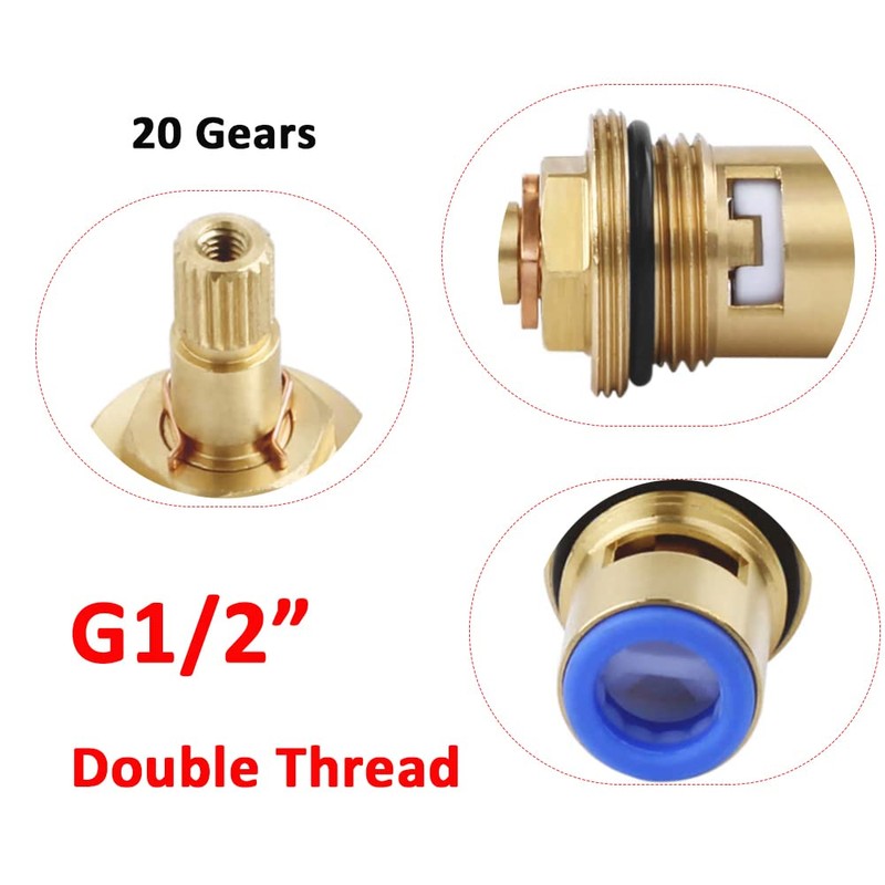 Faucet Ceramic Cartridge Valve, G1/2" Brass Tap Ceramic Disc Cartridges