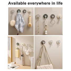 Kuangpu 4 Pack Suction Cup Hooks, Small Clear Shower, Heavy Duty Vacuum, Removable Reusable Bathroom for Tile Wall Window Glass Door (Clear Green)