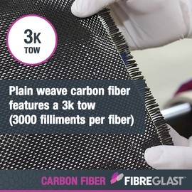 Fibre Glast Carbon Fiber Graphite Fabric, 3 inch Wide – High-Strength Lightweight Waterproof Aerodynamic Cloth Roll for Car, Air, Boat Repairs – Epoxy-Resin Compatible Fabric, 6 Oz, 10 Yards