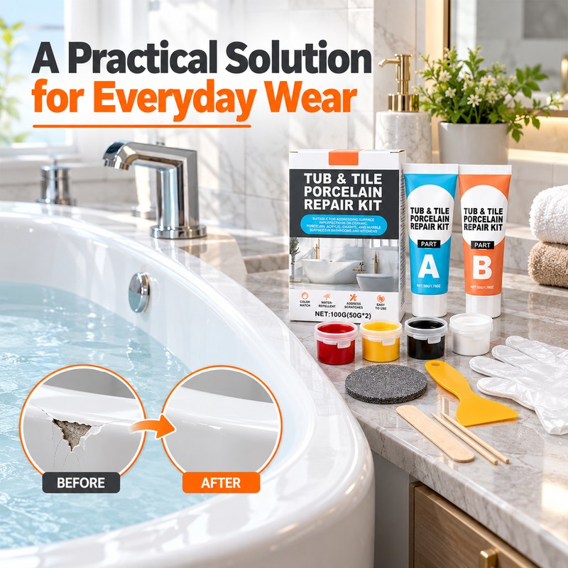 Tub & Tile Porcelain Repair Kit for Chips and Cracks