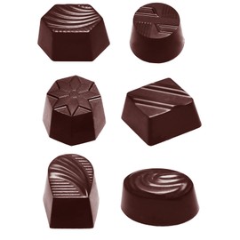 Chocolate World 2371 Clear Polycarbonate Chocolate Mold with 6 Different Shapes, Total 36 Cavities
