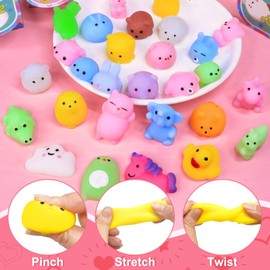 28 Pack Valentines Day Gifts Animals Mochi Squishies Toys with Heart Boxes Valentines Cards for Kids School Classroom Exchange Stress Relief Fidget Squeeze Toys for Girls Boys Valentine Party Favors