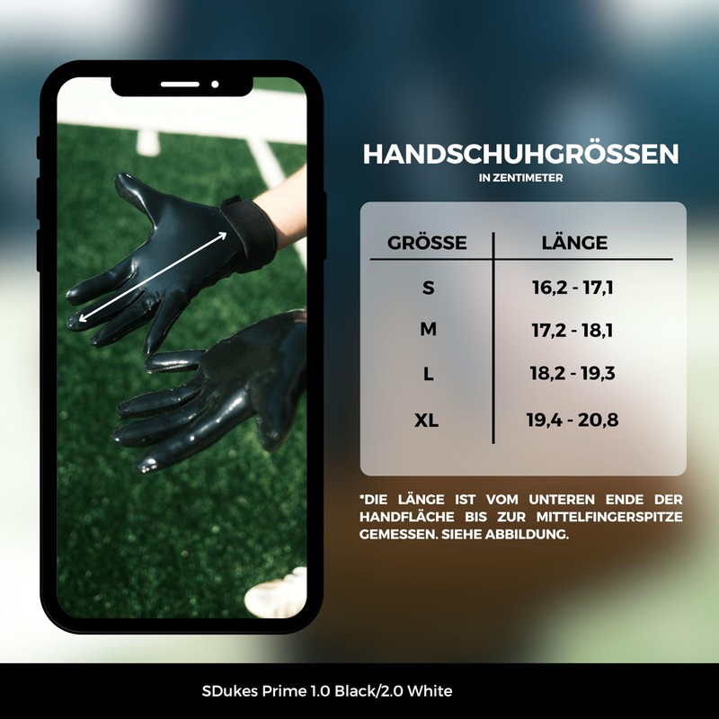 SDukes Prime 2.0 American Football Gloves Receiver (White, S)