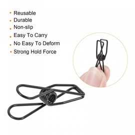 sourcing map Small Metal Wire Clamp, 1 Inch, Multi-Purpose Pocket Clamp for Home, Office, Kitchen, Black, Pack of 45