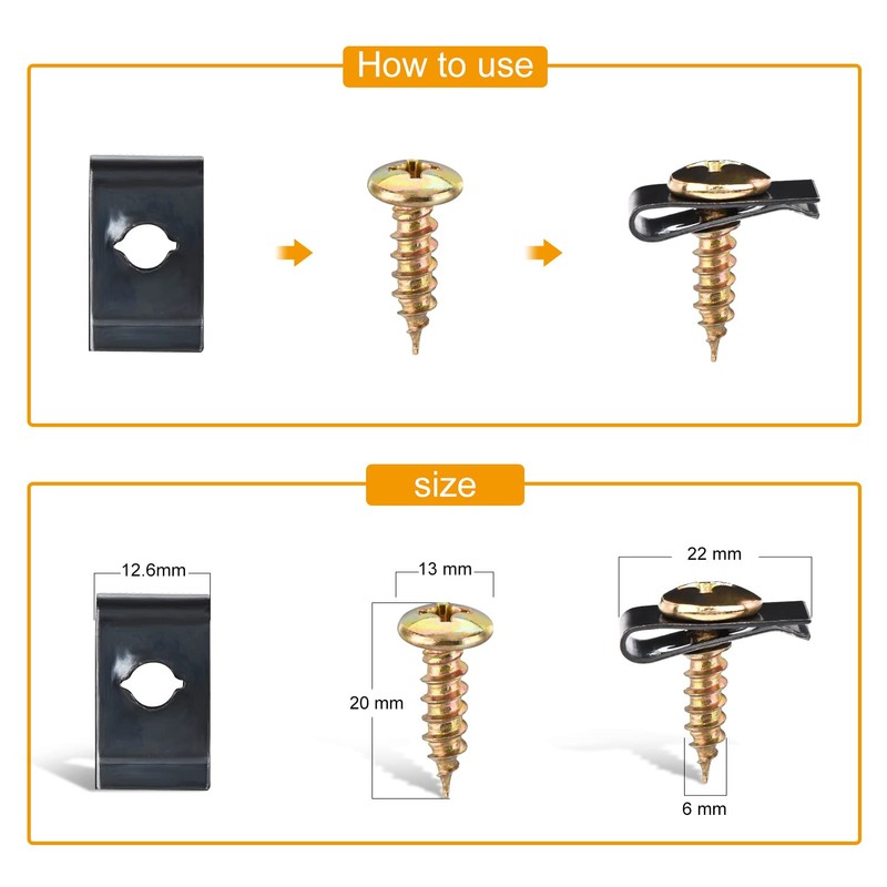 GOOACC 170Pcs Car U-Clip and Screw Assortment Kit 9 Different