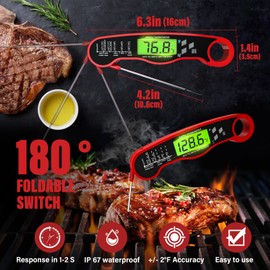 5 Pack Professional Kitchen Food Thermometer Set – Includes Instant Read Digital Meat Thermometer, Oven-Safe, Ambient Oven Monitoring, Fridge & Candy/Deep Fry for Cooking, BBQ, Baking