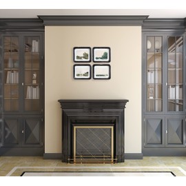 Creative Co-Op Floating Landscape Wood Framed Décor (Set of 4 Designs) Wall Decor, L x W x H, Multi