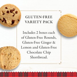Walker's Shortbread Gluten Free Variety Pack, 2 of Each: Shortbread Rounds, Chocolate Chip, Ginger & Lemon, All-Butter Shortbread Cookie (Pack of 6)
