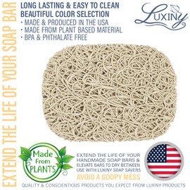 Soap Savers for Bar Soap, American Made by Luxiny, Lifts Soap in Soap Dishes & Shower Soap Holders -Handmade Soap Lasts Longer -Made from Plant Based Materials (Sand - 2 Pack)