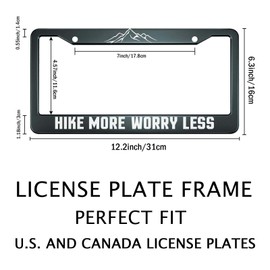 Smooffly Hike More Worry Less License Plate Frame, Hiking License Plate Frame, Mountains Arrows Adventure License Plate Frame, Car Accessories 12.2 x 6.3 in