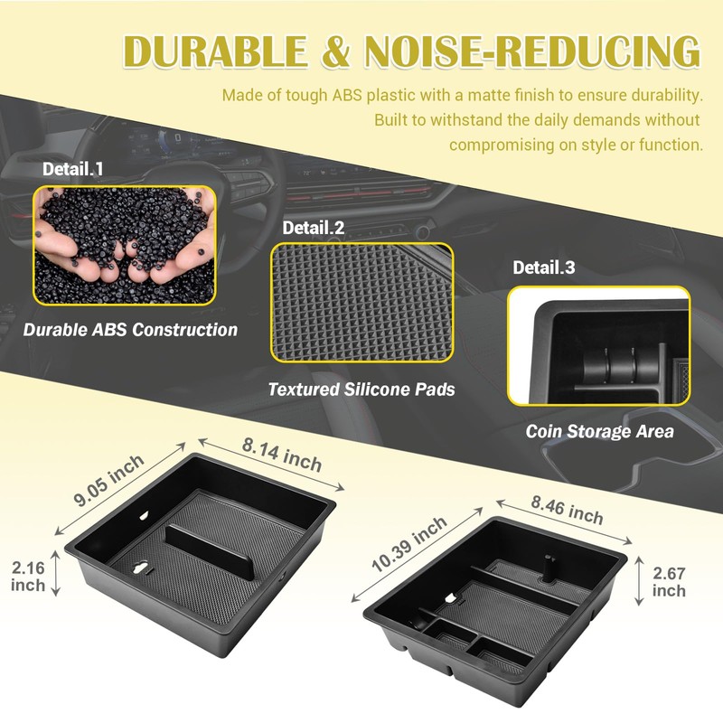 2PCS Rear Center Console Organizer Tray Compatible with 2024 2025