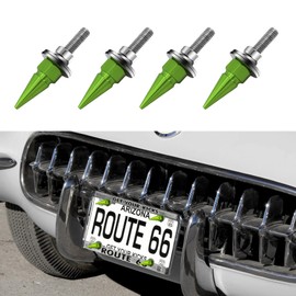 HQRNYP 4PCS Spikes License Plate Screws for Car, Motorcycle License Plate Bolts, Decorative Anti-Theft Stainless Steel and Aluminum Alloy Frame Bolts, Auto Tag Fasteners for Vehicles (Green)