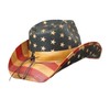 Vintage Tea-Stained USA American Flag Cowboy Hat w/ Western Shape-It