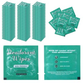 100Pcs Travel Deodorant Wipes, Travel Size Mini Deodorant Wipes Individually Wrapped Wipe Women Sweat Block Wipe, for Woman Wet Flushable Armpit for Body Cleaning Jasmine
