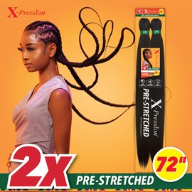 Sensationnel X-pression prestretched braiding hair - 2x xpression 72 inch all kanekalon flame retardant synthetic braid in hair extensions - 2X 72 Inch (1 pack, 27)