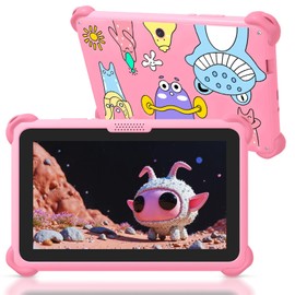 okulaku Kids Tablet, 7 inch Tablets for Kids 3-12, Toddler Tablet with Stand Case, 32GB Child Learning Computer Tablets with WiFi for Boys Girls, IPS Screen, Parental Control, GMS, YouTube (Pink)