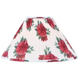 Aspen Creative 33176, Hardback Empire Transitional Spider Lamp Shade, Mushroom Pleated White with Red Floral Print Designed Fabric, 6" Top x 19" Bottom x 12" Slant Height
