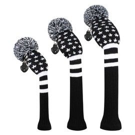 Knitted Pom Pom Golf Headwear Set for Driver Wood, Fairway and Utilities, Driver Headcases, Wooden Headcases, Other Club Headcovers