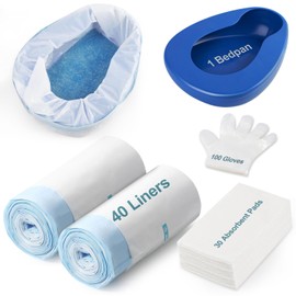 Bed pan Set Includes 30 Super Absorbent Pads, 40 Disposable Liners, and 100 Gloves. These bedpans are Comfortable for Both Women and Men and are Made of Thick, Oversized, Heavy-Duty PP Material