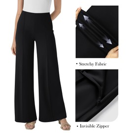 NIMIN Womens Business Casual Pants Wide Leg Dressy Work Slack High Waisted Stretchy Office Trousers 2025 Black L