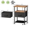 LAKEMID Nightstands Set of 2 with Charging Station and Drawer,