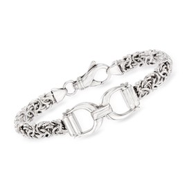Ross-Simons Italian Sterling Silver Horsebit Byzantine Bracelet. 7 inches