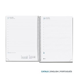 Miquelrius - Year Planner 2023 – Day Page – Plus Size 155 x 213 mm (approx. A5) – Hard Cover – Spiral Binding – Catalan, English and Portuguese – Tropical