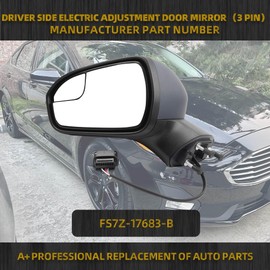Dasbecan Left Driver Side Mirror Assembly Compatible with Ford Fusion 2016-2022 Rear view Mirror | Electric Adjustment | Replace# FS7Z-17683-B | 3Pins | Pintable