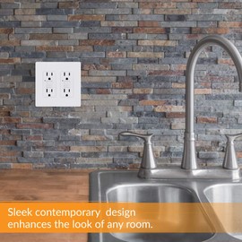 Faith 2-Gang Decorator Screwless Wall Plate Child Safe Outlet Covers, 4.68"H x 4.75" L, Fits GFCI, USB Receptacles, Dimmers, and Lighting Controls, ETL Listed, 1-Pack, White