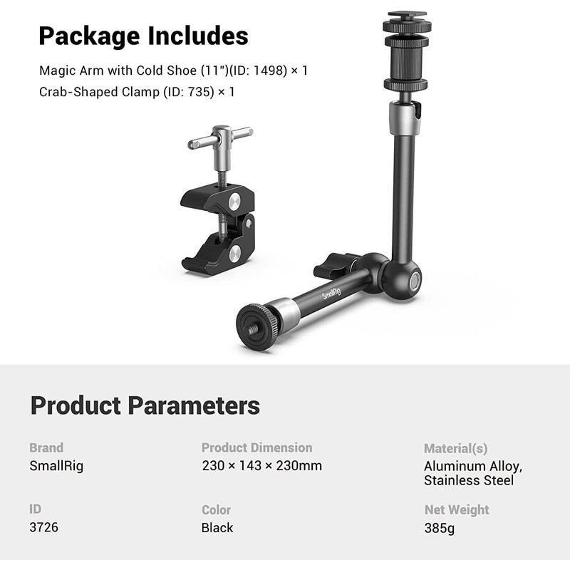 SmallRig SmallRig Super Clamp and Magic Arm (11") w/Cold Shoe