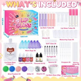 JCOOS Lip Gloss Making Kit and Lip Balm Making Kit, Make Your Own Lip Gloss Kit, Lip Balm Kit, Lipgloss Tubes, Moisturizing Base, Glitter, Kids Makeup Lipgloss Sets for Girls, Fun Stuff for Teens Gift