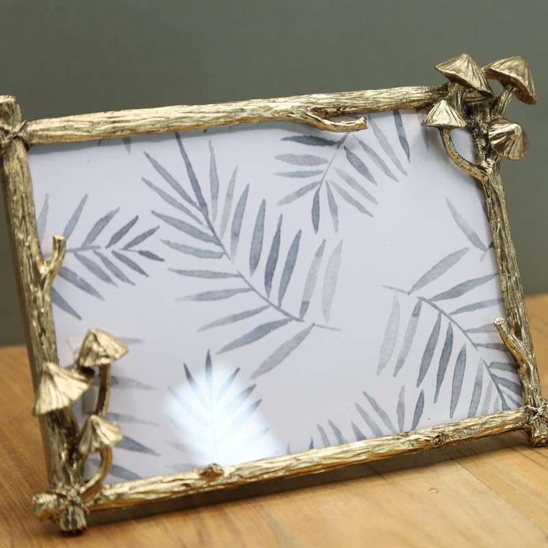 Gold Mushroom Metal Picture Frame 6 X 4 Inch Floral