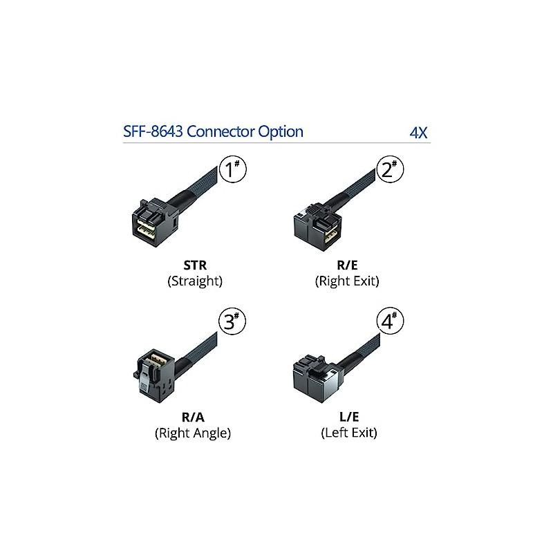 10Gtek Internal Mini SAS HD SFF-8643 to SFF-8643 Cable, Right
