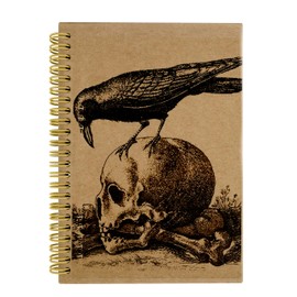 Knibeo Skull Gothic Journal Notebook - Witch Journal, 5.5×8.3 Inch Raven Spiral Bound Notebook, Goth Gifts, Cool Notebook, Death Note Notebook,Kraft Paper Notebook