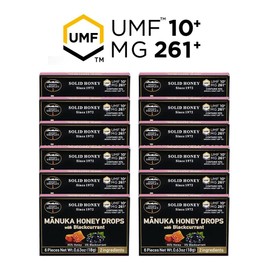HONEY DROPLET] UMF™10+ (MG 261+) 100% Manuka Honey Drops, Truly Natural from New Zealand, 2 Premium Ingredients, 12 Packs (Blackcurrant Flavor)