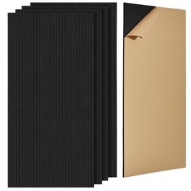 VEVOR 5 Pack Acoustic Panels with Self Adhesive, 47.2 x 23.6 x 0.4 inch Sound Proof Foam Panels, Polyester Fiber Soundproof Wall Panels High Density, for Home, Studio, Office, Theater, Black