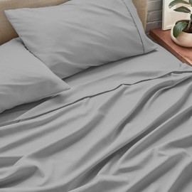 Twin XL Sheet Set - Breathable & Cooling Sheets - College Dorm Room Bed Sheets - Extra Soft - 4 Piece Set - Deep Pocket up to 16" - Fits College Dorm Mattress (Twin XL, Light Grey)
