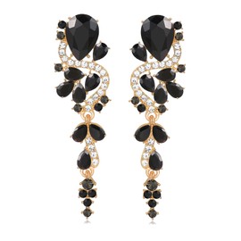 Black Rhinestone Statement Drop Dangle Earrings Dangling Sparkly Crystal Bridal Bridesmaid Wedding Earrings Long Chandelier Teardrop Earrings for Women Prom Party