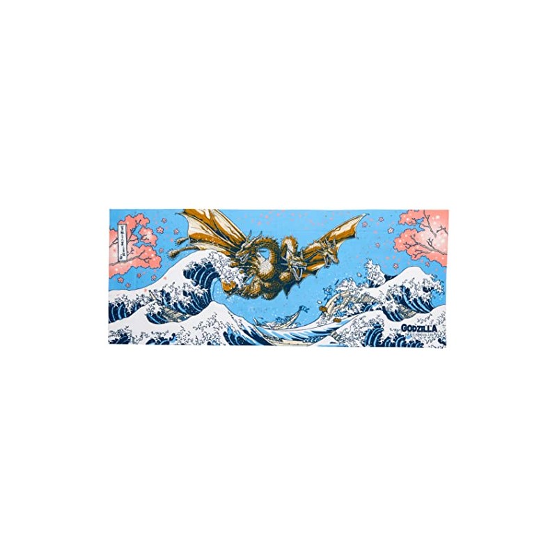 Focart Godzilla Printed Tenugui Fugaku King Ghidorah, Approx. 13.8 x